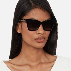 Burberry Elsa BE4346 39428G Sunglasses Black/Brown Cat Eye Frame, Grey Lenses